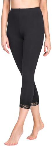 Merry Style Leggings 3/4 Pantaloni Capri MS10-290(Nero, XL)