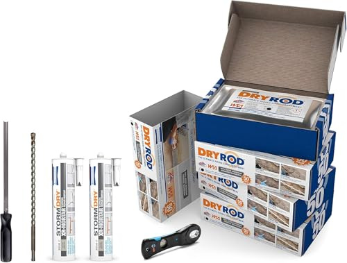 Dryrod Horizontalsperre Kits (24 m) - Horizontalperre Sticks für Wände | Horizontalsperre Stäbchen gegen aufsteigende Feuchtigkeit im Mauerwerk - WTA & BBA zertifiziert, keine Materialverschwendung