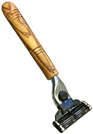 D.O.M. Nassrasierer mit Griff aus Olivenholz Makalu mit M3-Klinge