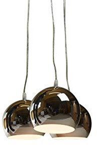 anTes interieur Hängeleuchte Balls chrom mit 3 x LED-Leuchtmittel (Mehrflammig Pendelleuchte Hängelampe Deckenlampe Pendellampe Deckenleuchte)