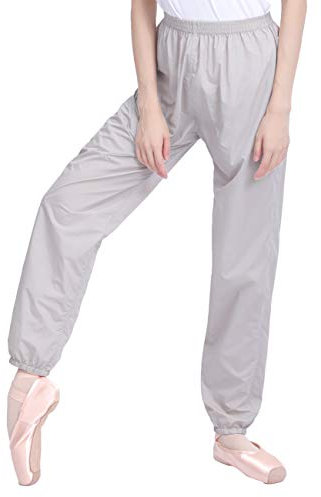Daydance Gray Women Ripstop Dance Pants for Ballet Warm Up, Perspiration Trousers