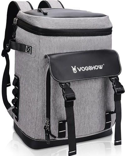 VS Vogshow 30L Kühlrucksack, Großer Isolierter Picknickrucksäcke Kühltasche Mehrzweck Rucksack Männer Frauen für Camping/BBQ/Familien-Outdoor/Einkaufen/Reisen/Strand/Angeln (Grau)