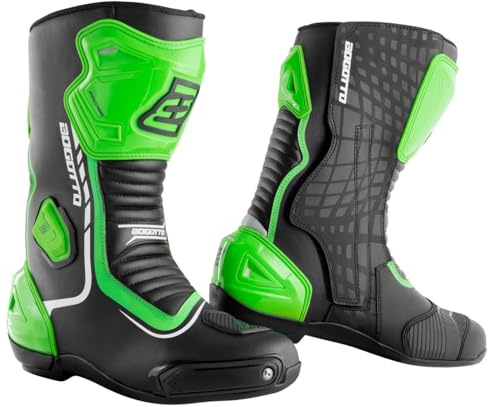 Bogotto Race-X Stivali Moto, nero/verde, 45