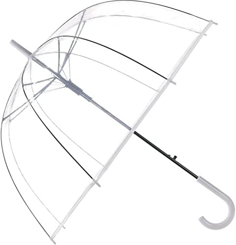 Unibos | Birdcage Dome Umbrellas | PVC Transparent | Long Handle Wedding Brolly | Unisex Party Parasol Rain Bridesmaid Bridal | See Through Umbrella | Waterproof Stick Umbrellas | Strong/Lightweight