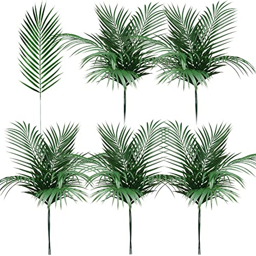 60 Stück 63 cm große künstliche Palmenblätter Kunstpflanze grüne Blätter gefälschte Kunststoff Palmenblätter Party Dekorationen Safari tropische Blätter für grüne Blumenstiel Dschungel Hawaii Vase