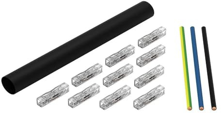 WAGO Leitungsreparaturset 207-5485 | mit Durchgangsverbindern zum Stecken, für ein- und mehrdrähtige Leiter, max. 4 mm² | Set mit 10 Steckklemmen, Schrumpfschlauch und Aderleitungen zum werkzeuglosen Verlängern und Reparieren von Kabeln