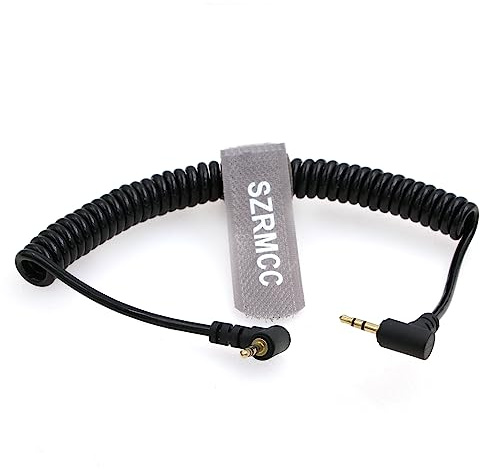SZRMCC 2.5mm LANC Remote Control Cable Right Angle 2.5mm to 2.5mm Male Coiled Audio Extension Power Cable for Zoom PXW-FS5 Handgrip Blackmagic URSA Mini (Coiled Cable)