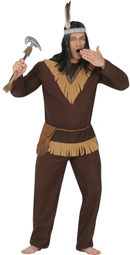 FIESTAS GUIRCA | Disfraz de Indio Adulto - Camiseta y Pantalón - Traje de Nativo Americano para Halloween, Carnaval y Fiestas de Disfraces - Ideal para Hombre