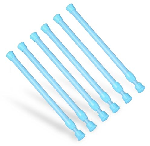 Goowin 6 aste di tensione da 25-40 cm, per finestre, senza foratura, molla antiruggine, asta regolabile per tende per porte, finestre, barre del guardaroba, aste di supporto per asciugatura (blu)