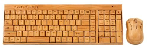 Wireless Bamboo PC Keyboard And Mouse Combo Computer Keyboard Handcrafted And Natural Wooden Play Plug