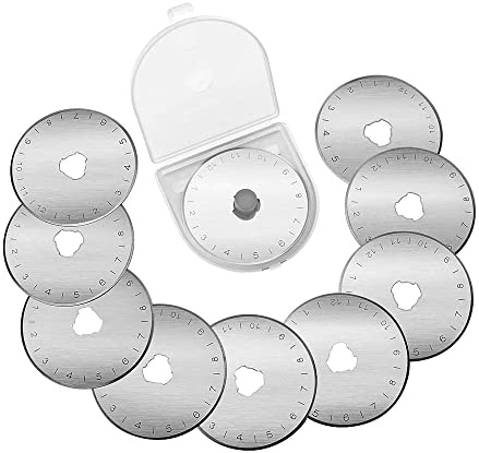 TopHomer 10 Stück Rollschneider Ersatzklingen, 45 mm Edelstahl Stoffschneider Rundklingen Cutter für Quilt, Papier, Stoff, Scrapbooking, Nähen, Kunst und Handwerk