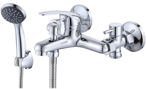 ZXC Robinet de baignoire mural mitigeur robinet poussoir avec raccord de douche en chrome pour lave-vaisselle ou machine à laver