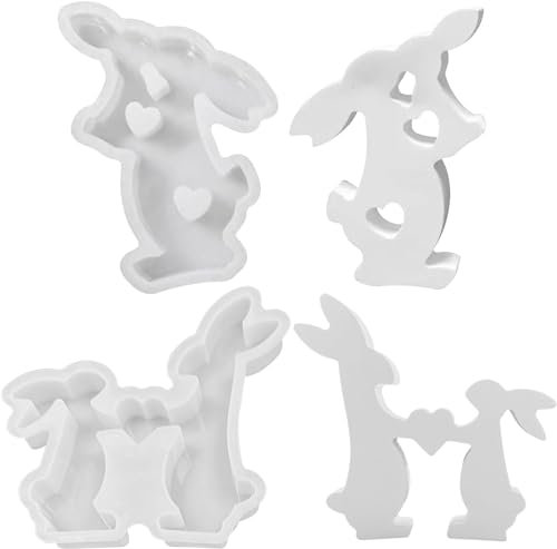 Silikonform Ostern, 2PCS Ostern Kaninchen Silikonformen Gießformen Kerzen Silikonform Hase Gießform Ostern Silikonformen Gießformen Silikon Giessform Silikon Osterhase Backform für Osterdeko