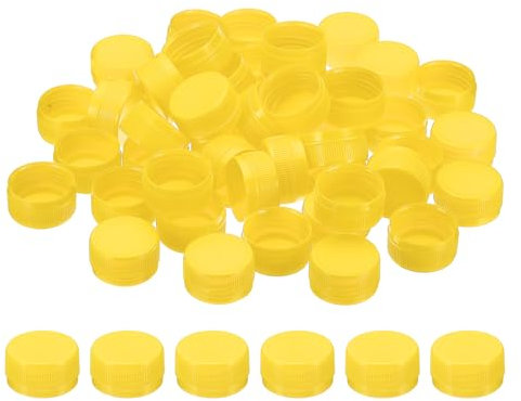 PATIKIL Tappi di Bottiglia Plastica da 1.2 Pollici per Artigianato, 50Pz Tappi a Vite Riutilizzabili per Bottiglie Vuote per Decorazioni Fai da Te, Giallo