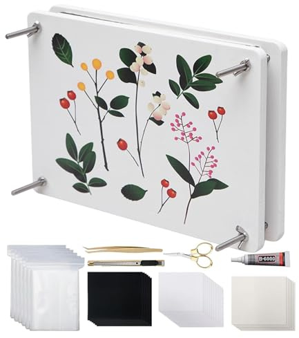 Blompress för vuxna, 6-lagers växtpress-set, kreativt blomkonserveringsset med instruktioner, brett utbud av växtpress-set för att bevara blommor, gräs, blommor