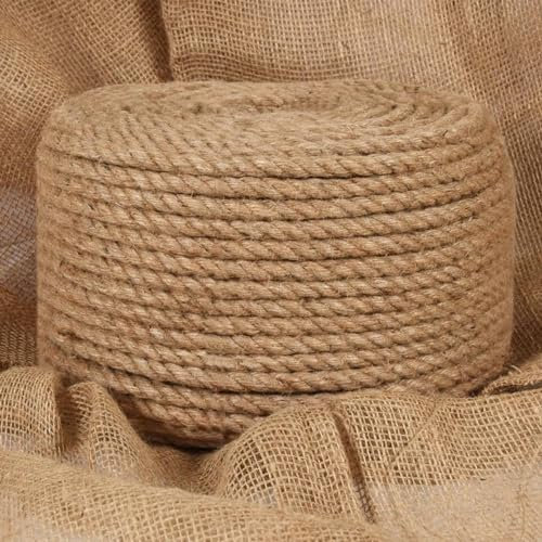 ZEYUAN Juteseil 25 m Länge 12 mm Stärke, Sisalseil, Pflanzenbinder, Baumpfahl, Baumstütze, Bindfaden Garten Reißfest, Hanfseil Gewebt, Garn Dickes Seil Kordel