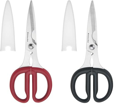 KitchenAid - Kitchen Scissors - Household Scissors - Non-Slip Handles - Sharp Scissors - Stainless Steel - Plastic - Grey