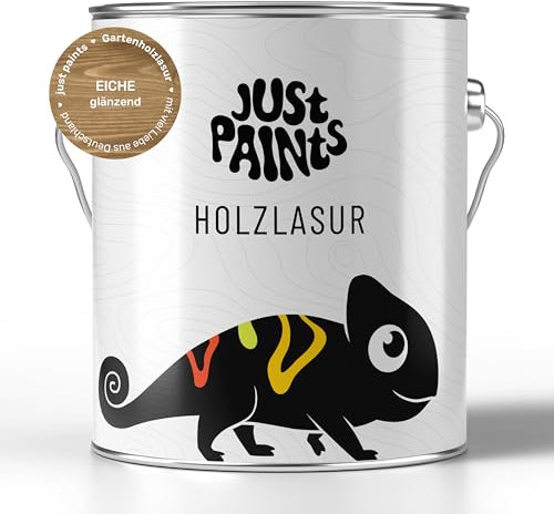 Just Paints - Holzlasur für Außen | Wetterbeständige Gartenholzlasur - made in Germany (Eiche, 5 Liter)