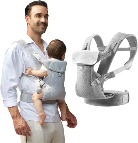 IULONEE Baby Carrier from Newborn Adjustable Toddler Carrier Wrap with Detachable Bibs Ergonomic Infant Sling Carrier Front Back Carry for Newborn 3-36 Months Light Gray
