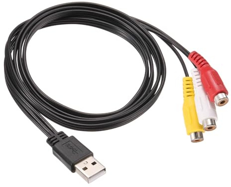DMiotech Câble USB Vers RCA, 5ft Câble USB Vers 3 RCA Femelle Stéréo Audio Vidéo Adaptateur pour PC, TV, DVD, Enceintes, Amplificateurs