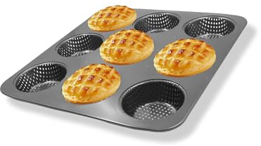 Gurlideo Mini Hamburger Brötchenform, 9 Formen, Karbonstahl, mit Antihaftbeschichtung, Hamburgerbrötchenform für hausgemachte Burger, Brot, Brötchen, Puffs, Törtchen
