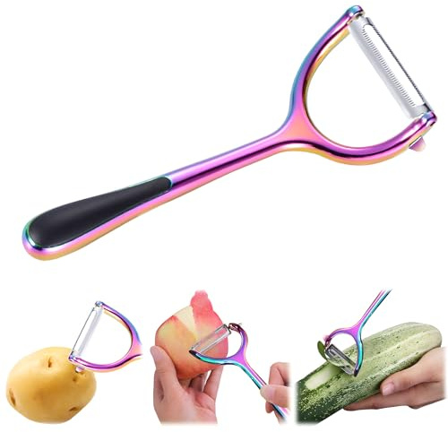 Pelador de verduras: pelador de manzanas y frutas y peras, pelador manual para pelar manzanas, peras, pepino, herramienta peladora de acero inoxidable (color -B)