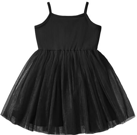 Dioshark Vestito Ragazza Cotone con Senza Manica Bambina Abito Estivo in Tulle Ruffle Tutu Gonna Bambine Estate Abiti da Principessa Camicia Festa T-Shirt Magliette Top per Bambini Bimba 2-7 Anni