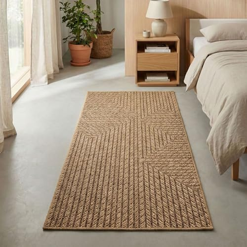 Carpetsale24 Alfombra para Interior y Exterior - Robusta, Resistente a la Intemperie y fácil de Limpiar, con Efecto de Yute Natural, Ideal para salón, Cocina, terraza, jardín y balcón, 80x150 cm
