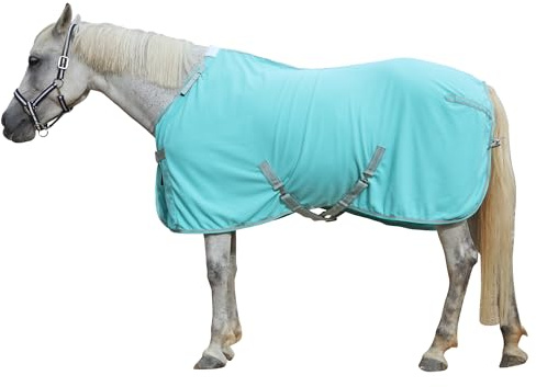 Fleece-Kühldecke für Pferde, atmungsaktiv, feuchtigkeitsableitend, mit verstellbarem Hals, leichte Thermo-Fleece-Teppiche für nach dem Training, Reisen und Show, Mintgrün, 1,8 m