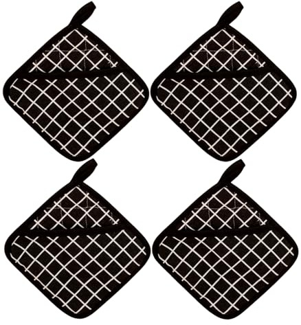 Gkhlg 4-Piece Heat Resistant Pot Holders Set with Pocket Insulation Cotton Potholders for Kitchen Cooking Oven Mitts Oven Cloths Suitable for Home Use and Catering Shops Protect Hands and Tableware