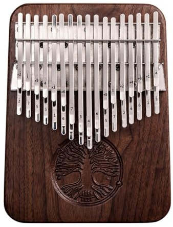 FUANA 34 Tasten Kalimba Daumenklavier B Tuned Black Walnut mit Tonabnehmer, Tasche, Stimmhammer, Songbuch & Tuch - Hand Percussion Instrument für Performance, Aufnahme, Outdoor, Party Key C