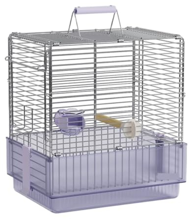 Papageienkäfig Edelstahl Faltbare Vogel Reise Träger Käfig for Papageien Conures Mit Ständer Für Drinnen Draußen(Purple)
