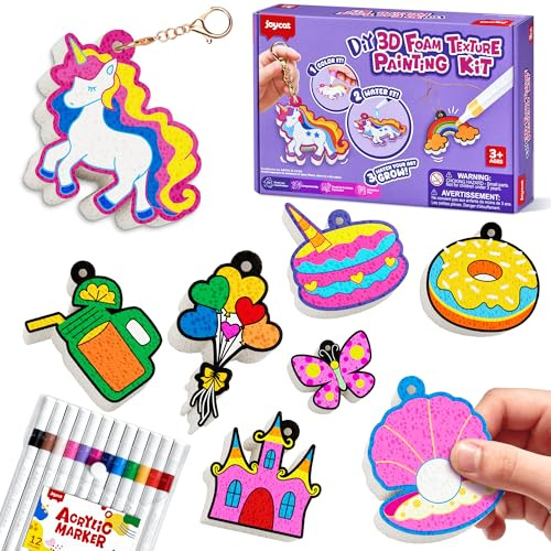 JoyCat 3D Art Kit, Mess-Free Painting Crafts for Kids | Princesses & Unicorn, DIY Color Activity, Art & Craft Kit for Kids, Travel Toy Creative Gift for Girls & Boys Ages 4-10