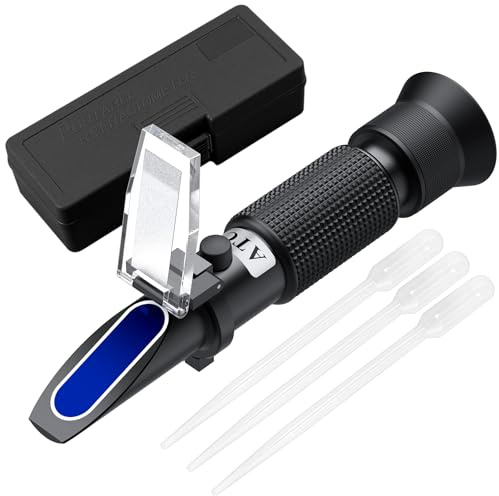 Proster Réfractomètre Miel Sucre Brix 0-80% ATC, 3 Pipettes Incluses