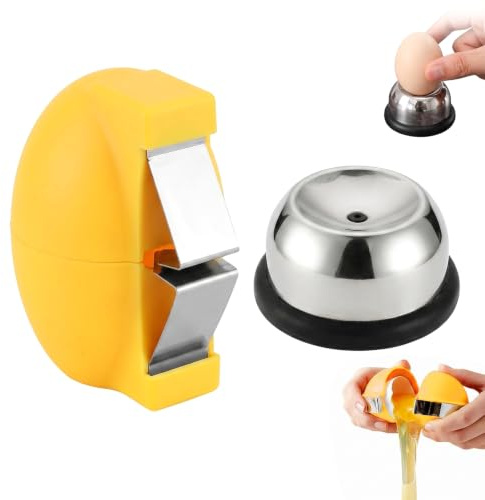 Toqueur à Oeuf et Pique Oeuf Lot de 2, Coupe Oeuf à la Coque en Acier Inoxydable et Perforatrice à Oeuf Manuelle, Outil de Cuisine Pratique pour Coquilles d'Oeufs Crus et Durs