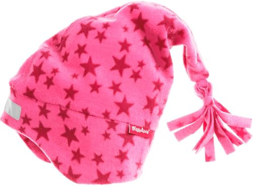 Playshoes Unisex Kinder Fleece-Mütze Wintermütze, Zipfelmütze pink Sterne, 51cm