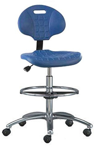 Everlast Polyurethane Chair, Articulating Seat & Back Tilt, 5-Star Polished Aluminum Base, 18 Adj. Chrome Footring, Dual Wheel Hard Floor Casters, Seat Height Adjustment 21.5-31.5