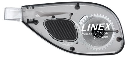 Linex Korrekturroller, Korrektur-Maus, drehbare Spitze zum seitlichen Abrollen, Maße Korrektur-Band: 8mx5mm, 12 Stück