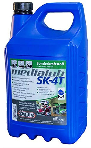 Carburant 4 Temps Prêt à l'Emploi - SK-4T KETTLITZ-Medialub/Essence Alkylate Ultra Propre/Bidon de 5L / Idéal pour Tondeuses, Groupes Électrogènes, Motoculteurs Certifié KWF