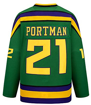 Gmjay Portman #21 mäktiga ankor ishockey Jersey film hockey grön sydda bokstäver nummer S-XXXL, S