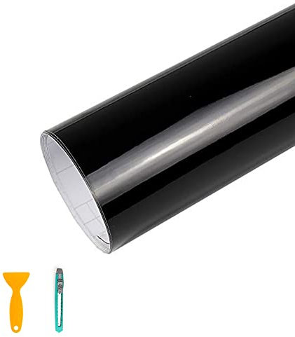 KALIWA Film Autocollant en Vinyle pour Voiture Noir Brillant, Film Vinyle Autocollant, Adapté à l'Apparence et à l'Intérieur des Motos, des Voitures (300cm * 30cm)