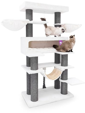Petrebels XXL Kratzbaum Grosse Katzen Stabil Lookout 198 cm, Off-White
