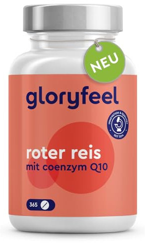 Roter Reis - 365 Tabletten - mit 2,9 mg Monacolinen aus Rotschimmelreis und 30 mg Coenzym Q10 - fermentierter roter Reis mit Monacolin K - 100% vegan