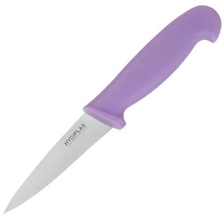Hygiplas Paring Knife 8.3 cm/3.5 inch, Purple, Weight 29 g - Colour Coded Purple for Sensitive Items Fruit, Vegetable, Herbs & Garnishes, Nuts, SOYA or Seafood - Ergonomic Nylon Handle, FP732