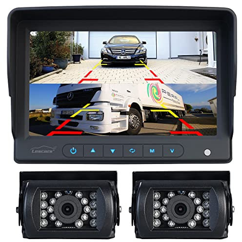 Lescars Rückfahrkameras: Front- und Rückfahrkamera mit XXL-Monitor 7 / 17,78 cm, 170°, IR (PDC, Auto Front Kamera, Autosicherheit)