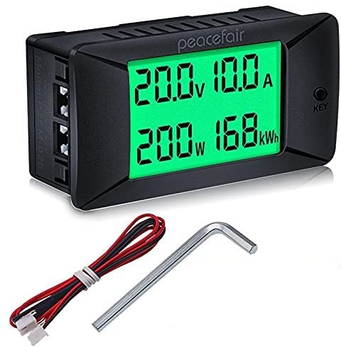 Telituny Medidor eléctrico DC Amperímetro digital Voltímetro Probador de batería 0~300V/300A Medidor de vatios de energía eléctrica(50A)