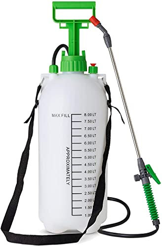 MantraRaj Knapsack Pressure Sprayer Pump Manual Garden Outdoor Weed Pest Killer Bottle - Great for Weedkiller, Fertilisers Hand Pump Water Spray Bottle Easy to Carry Knapsack (8L)