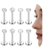 Morfetto 16G G23 Titanio Labret Tachuelas Anillos de Labios Hélice Tragus Conjunto de Pendientes Corazón Redondo CZ Anillos de Nariz Pendiente de Cartílago Monroe Piercing Joyería Plata 8 mm