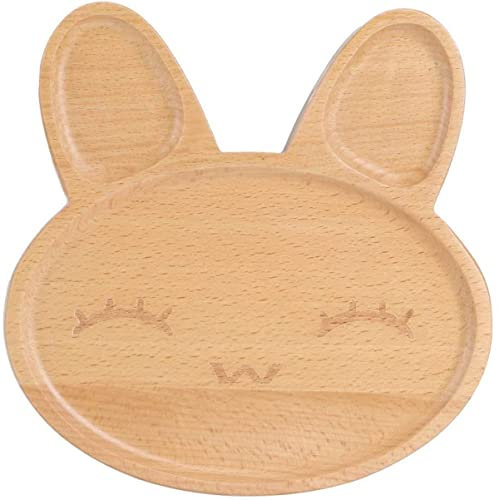 COERSD Plato de Madera, Cuenco Dividido con Animales Bonitos, Cuenco para Aperitivos, Bandeja para Servir Comida para niños, vajilla para niños