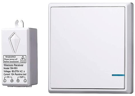 Meichoon Interruptor de Luces Inalámbricas y Kit Receptor No se Requiere Cableado en la Pared Control Remoto Inteligente para Interiores al Aire Libre Fácil de Instalar